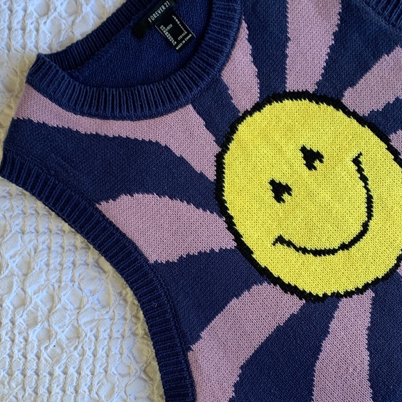 Forever 21 Smiley Face Knit Vest - Yellow and Purple - Picture 14 of 16